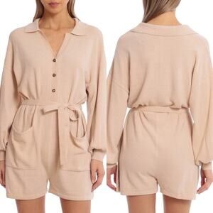 Avec Les Filles Oat Belted Knit Romper